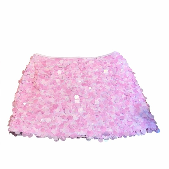 Zara NWOT viral summer Pink Purple Barbie sequin embellished mini skirt Small - Picture 4 of 6